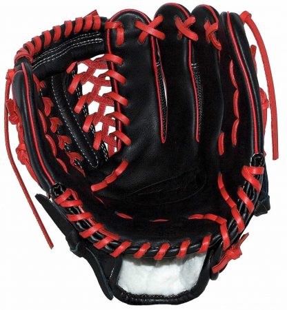 red and black baseball glove